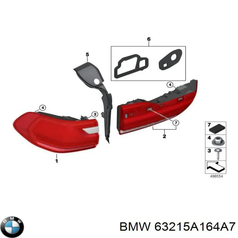 63215A164A7 BMW Задній лівий зовнішній ліхтар