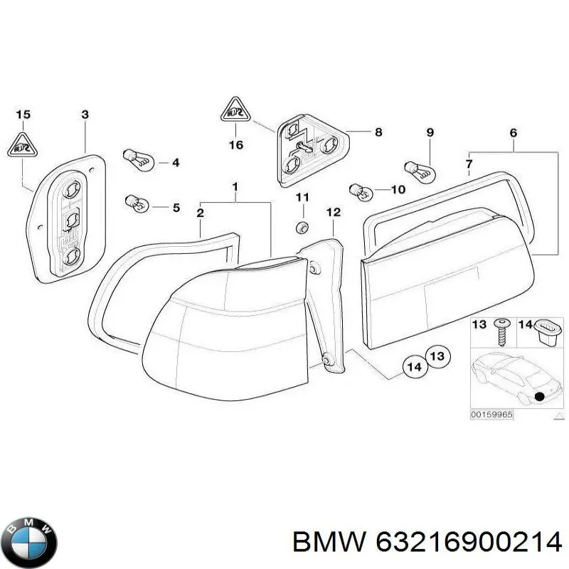 Ліхтар задній правий, зовнішній BMW 63216900214 ціна, від 13.81 USD