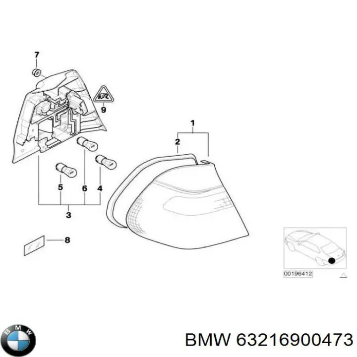 Ліхтар задній лівий, зовнішній 6900473 BMW
