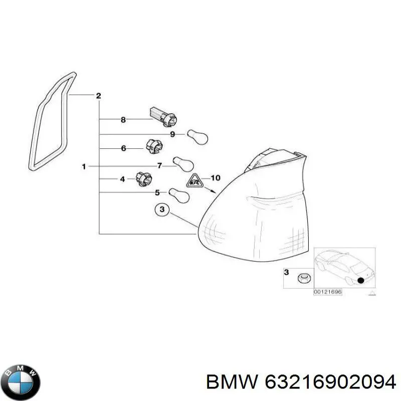 Ліхтар задній правий, зовнішній BMW 63216902094 ціна, від 71.06 USD