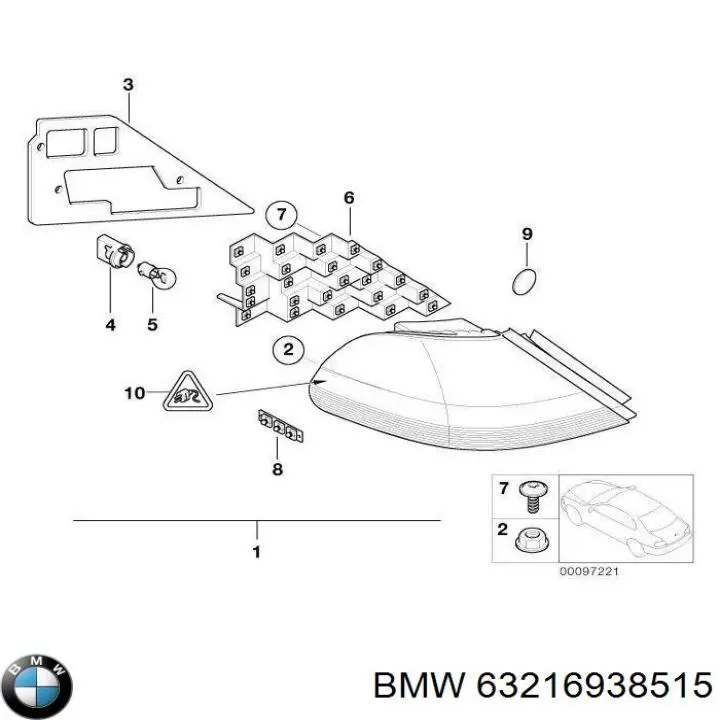 Ліхтар задній лівий BMW 63216938515 ціна, від 431.79 USD