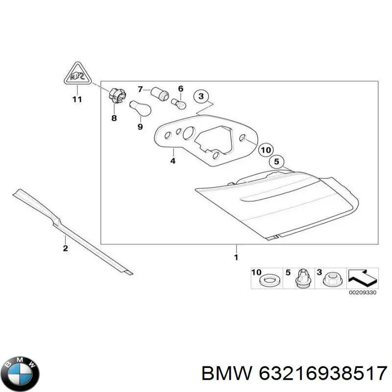 63216938517 BMW ліхтар задній лівий, внутрішній