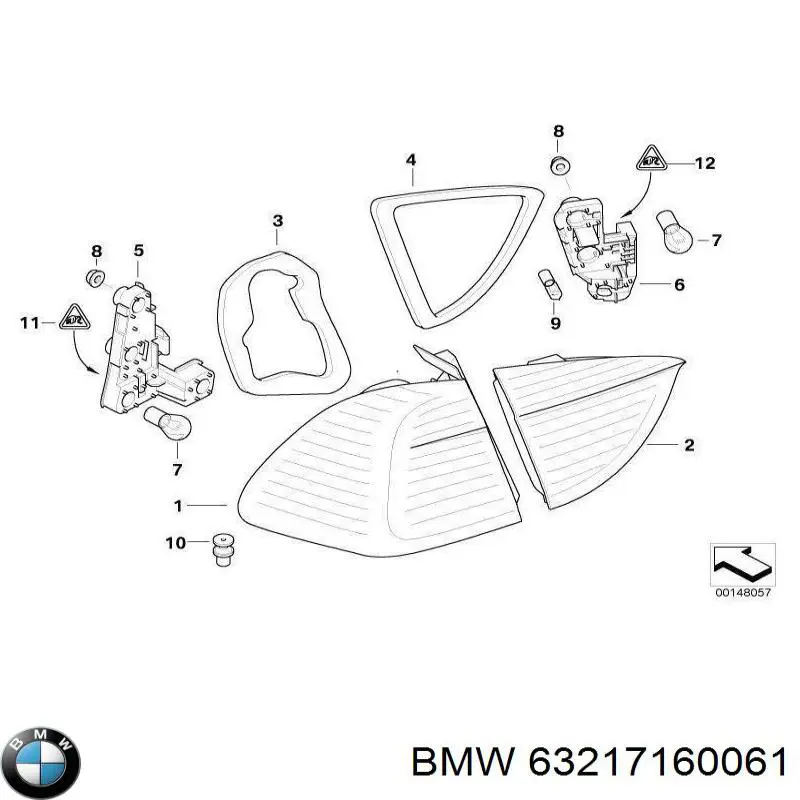 63217160061 BMW Задній лівий зовнішній ліхтар