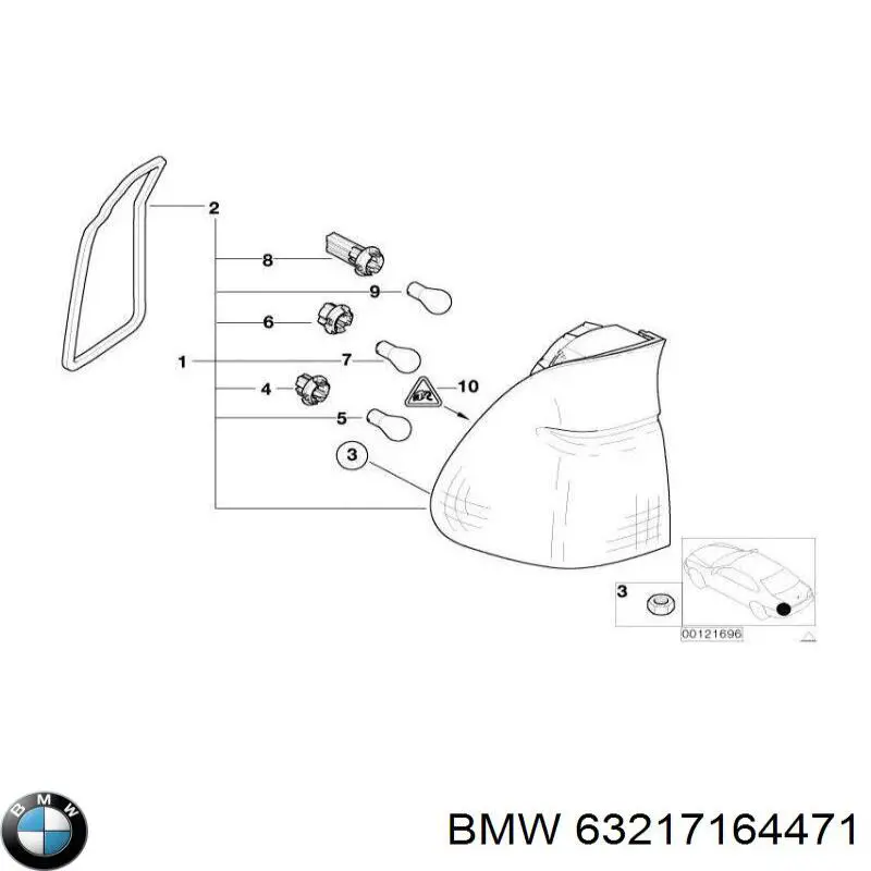 Задня ліва зовнішня фара BMW 63217164471 ціна, від 63.35 USD