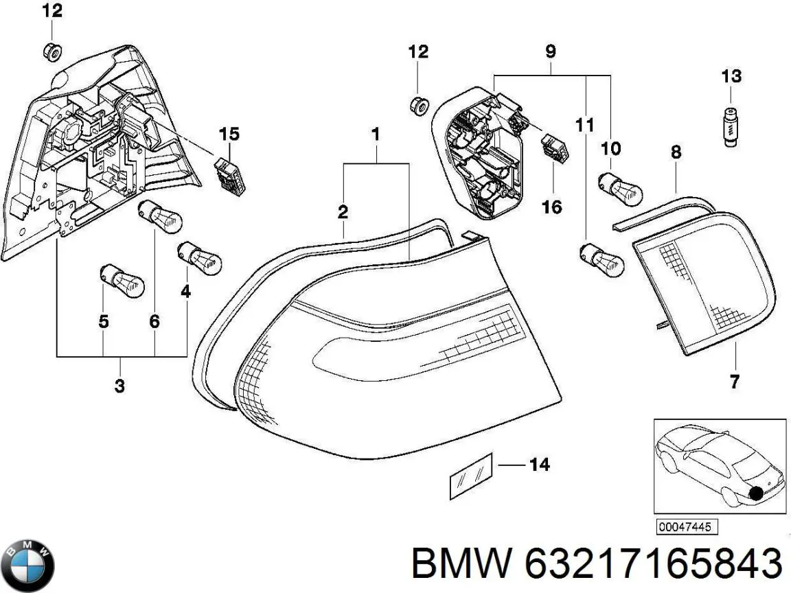 Купити 63217165843 BMW Плата заднього ліхтаря, контактна