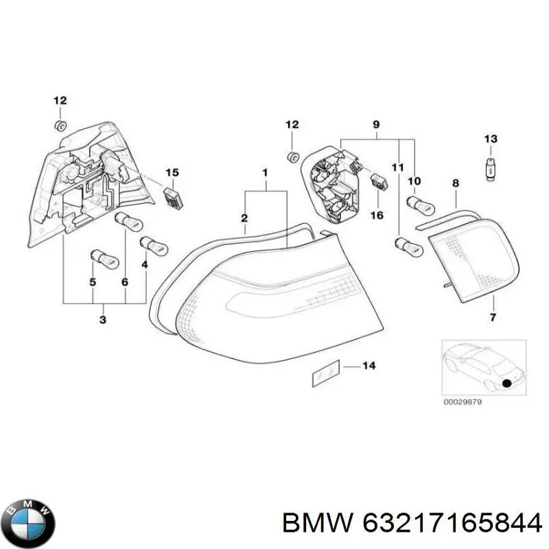  Плата заднього ліхтаря, контактна BMW 3 