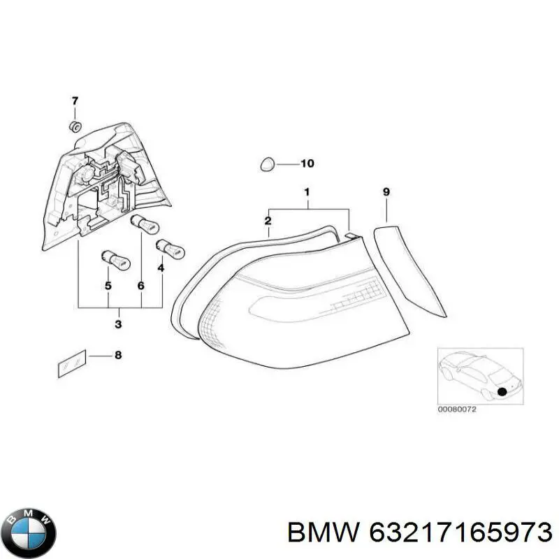 Плата заднього ліхтаря, контактна BMW 63217165973 ціна, від 52.29 USD