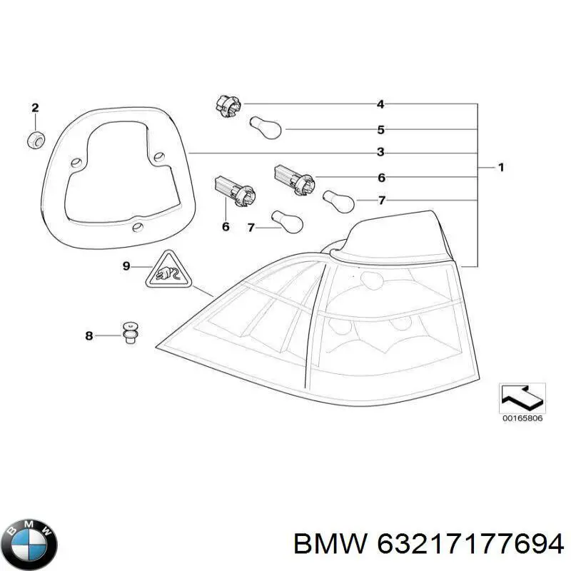 Ліхтар задній правий, зовнішній 63217177694 BMW