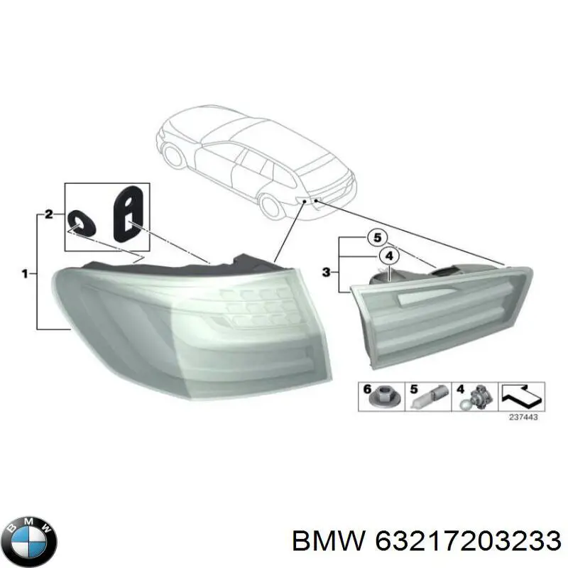 Задня ліва зовнішня фара BMW 63217203233 ціна, від 134.94 USD