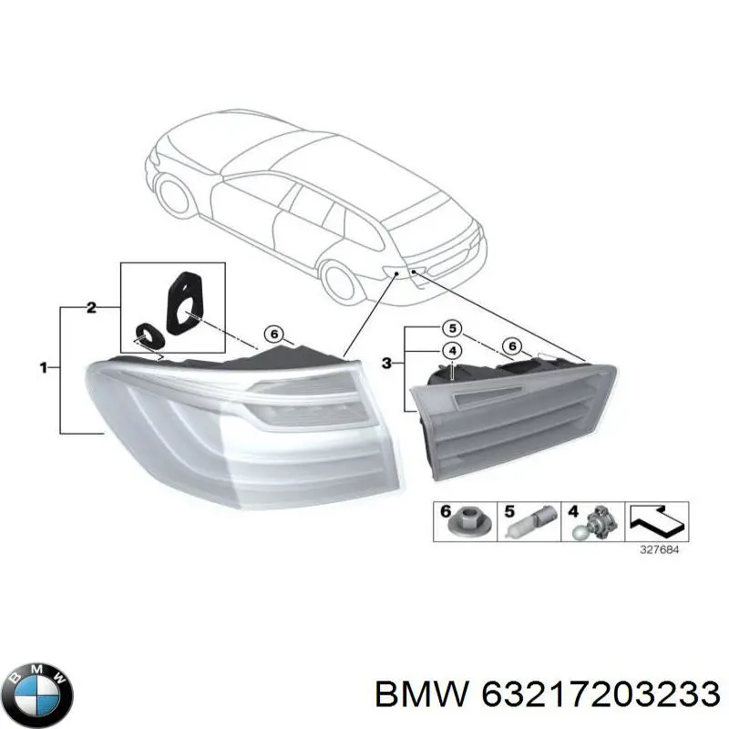 Задня ліва зовнішня фара BMW 7203233 ціна, від 131.06 USD