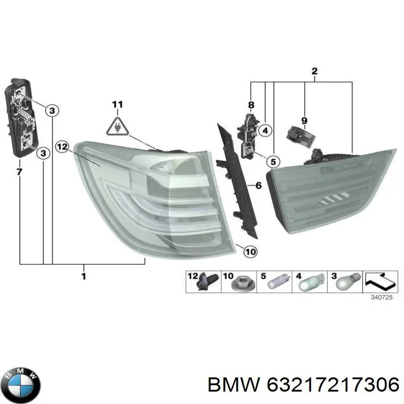 7217306 BMW Задній правий зовнішній ліхтар