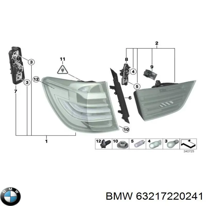 Ліхтар задній лівий 63217220241 BMW