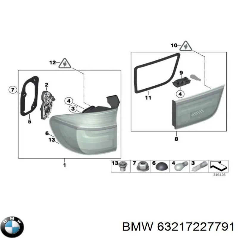 Купити 63217227791 BMW Ліхтар задній