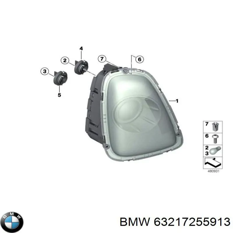 Задня ліва зовнішня фара BMW 63217255913 ціна, від 278.58 USD