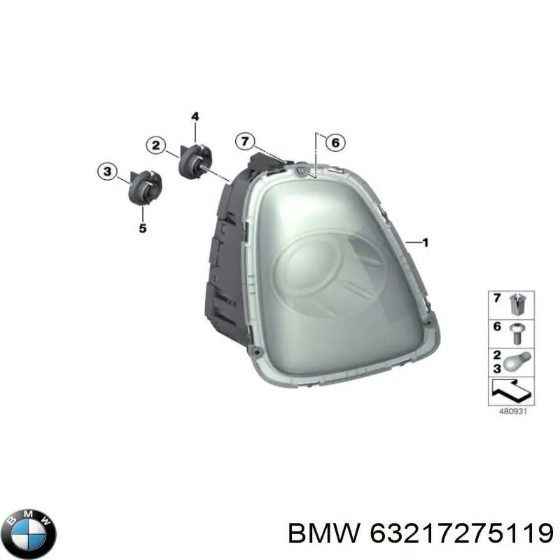 Задня ліва зовнішня фара BMW 63217275119 ціна, від 172.49 USD