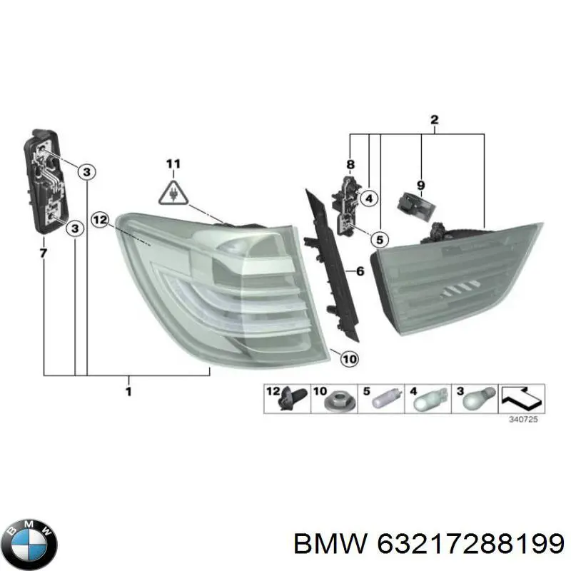Плата заднього ліхтаря, контактна на BMW X3 (F25)