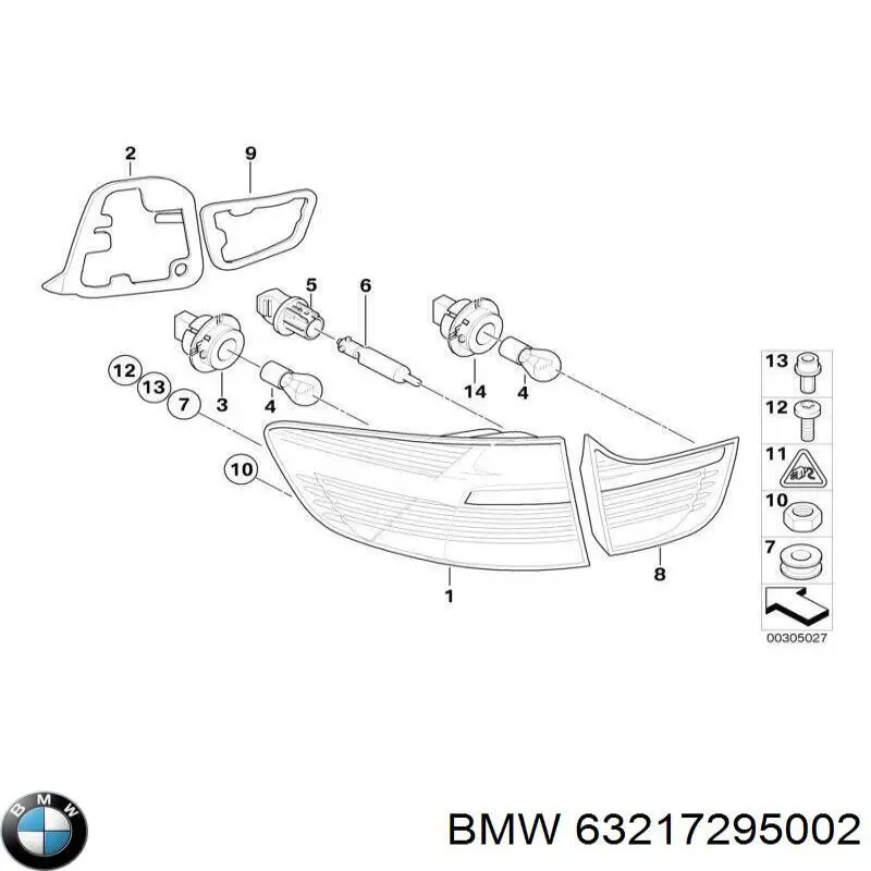 Ліхтар задній правий, зовнішній 63217295002 BMW