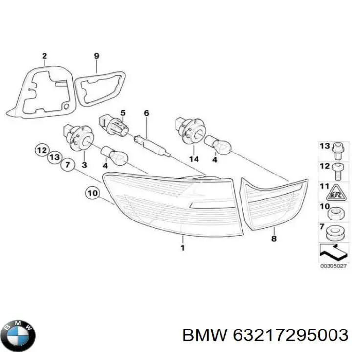 Ліхтар задній лівий 63217295003 BMW