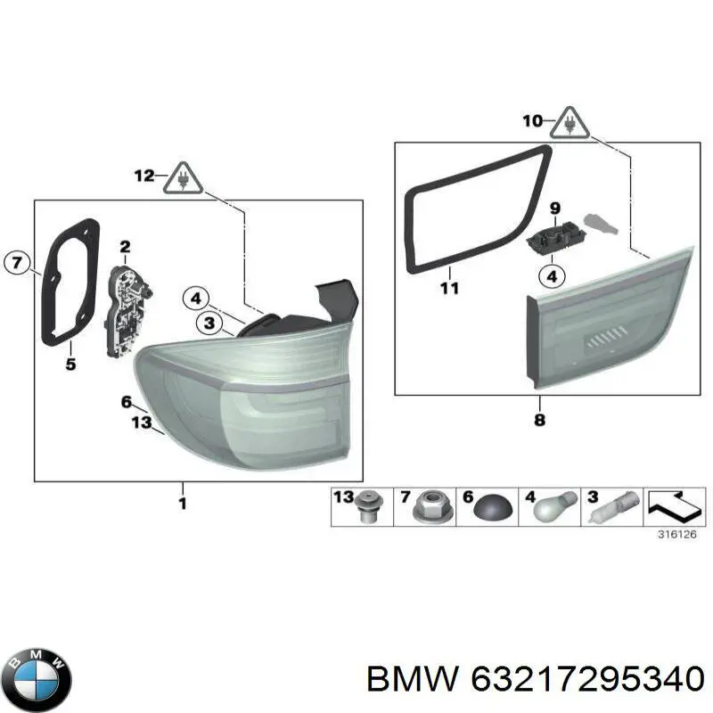 Купити 63217295340 BMW Ліхтар задній внутрішній правий
