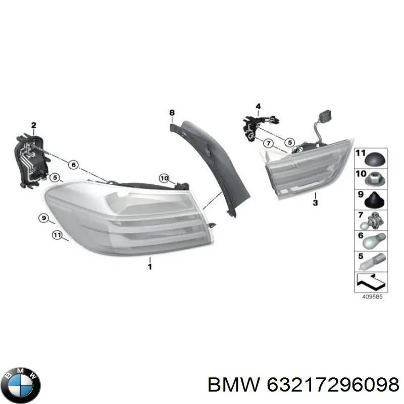Ліхтар задній правий, зовнішній BMW 63217296098 ціна, від 139.60 USD