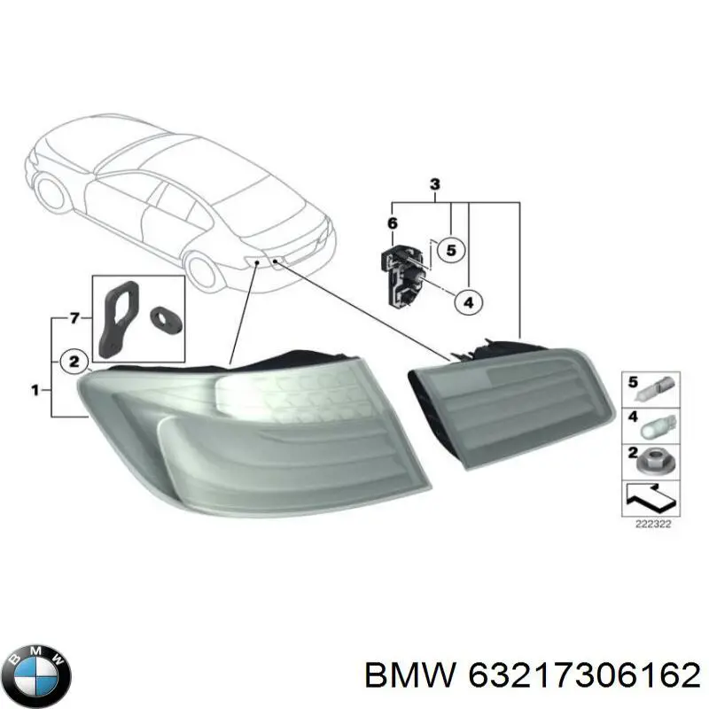 63217306162 BMW ліхтар задній правий, зовнішній