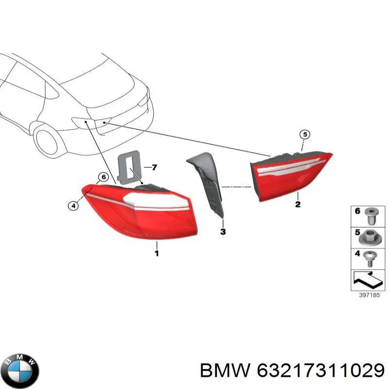 Ліхтар задній лівий BMW 63217311029 ціна, від 86.00 USD