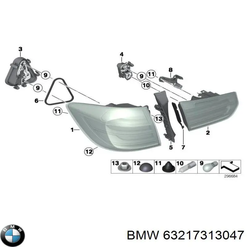 63217313047 BMW Плата заднього ліхтаря, контактна