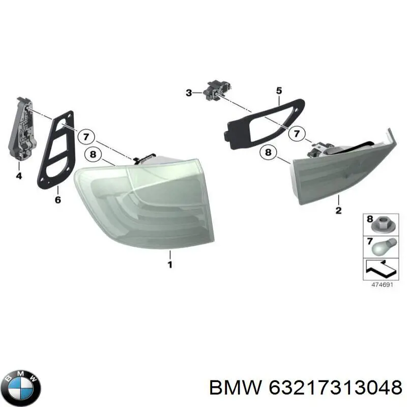 63217313048 BMW Плата заднього ліхтаря, контактна