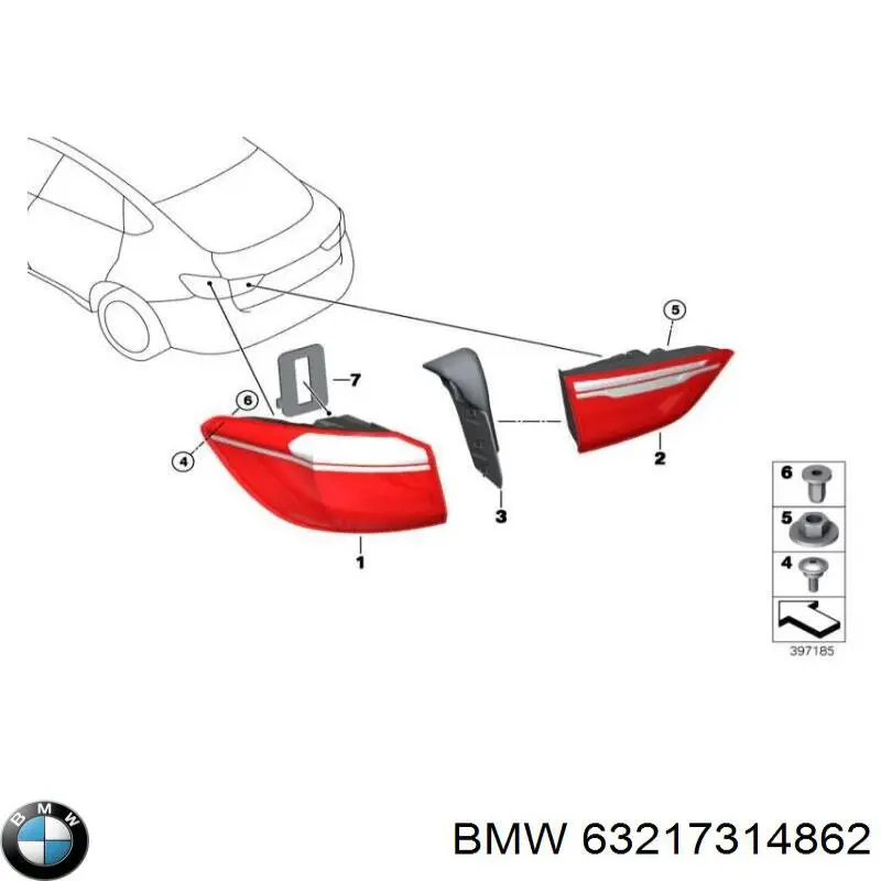 Ліхтар задній правий, зовнішній 63217314862 BMW