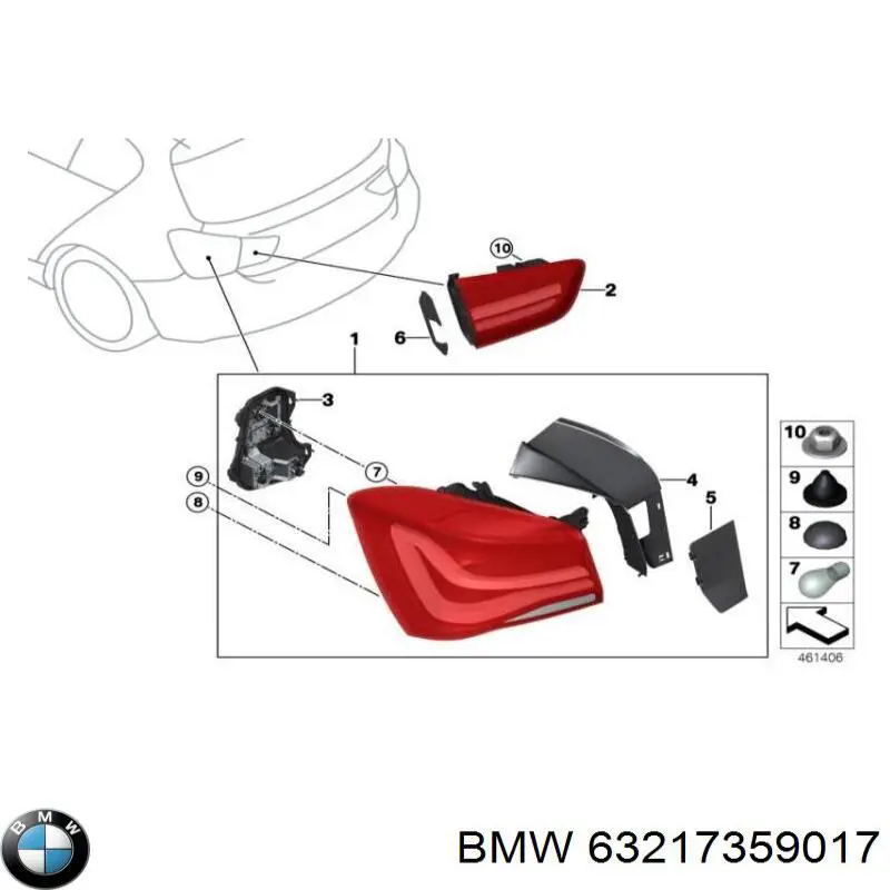 Задня ліва зовнішня фара BMW 7359017 ціна, від 161.68 USD