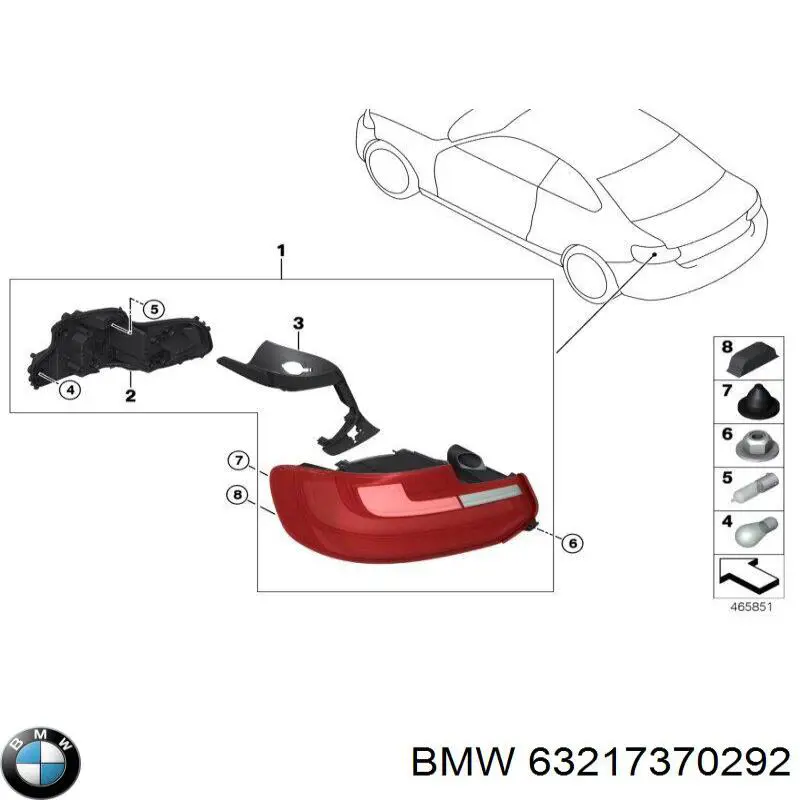 Купити 63217370292 BMW Задня права фара