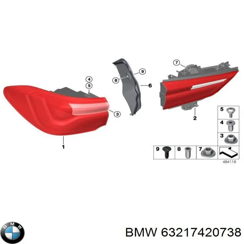 Ліхтар задній правий, зовнішній BMW 7420738 ціна, від 101.35 USD