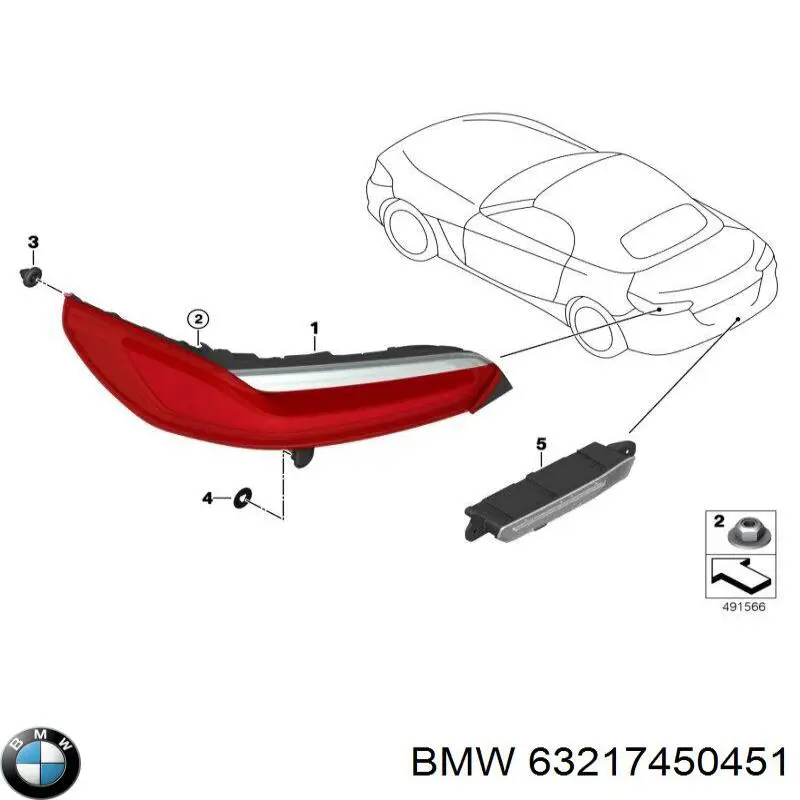 63217450451 BMW Ліхтар заднього бампера