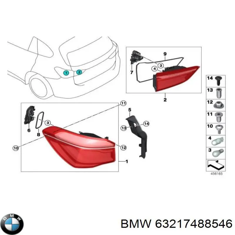 Задній правий зовнішній ліхтар BMW 63217488546 ціна, від 131.73 USD