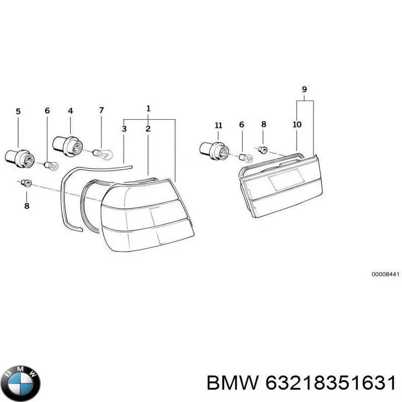 Задня ліва внутрішня фара на BMW 5 (E34)