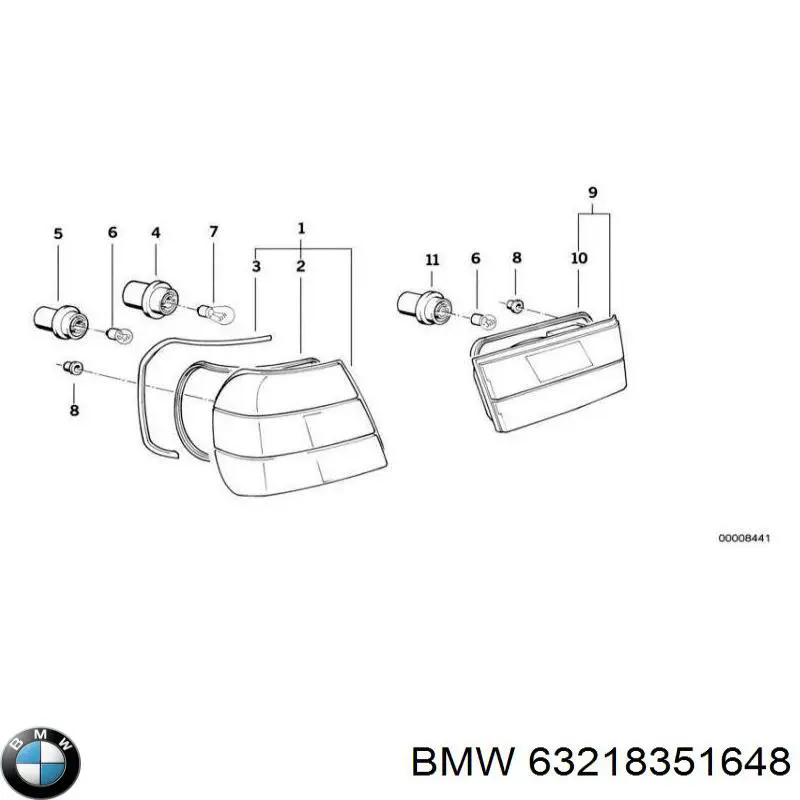Фара задня права зовнішня на BMW 5 (E34)