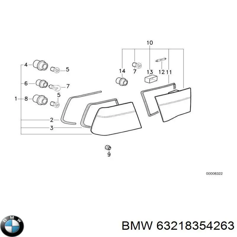63218354263 BMW Задній лівий зовнішній ліхтар