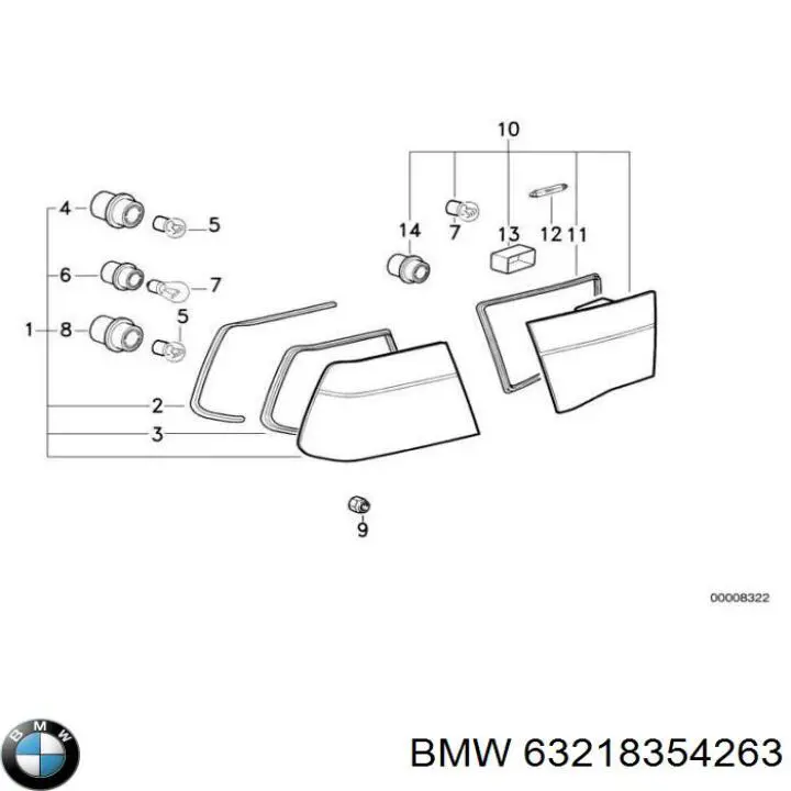 Ліхтар задній лівий, зовнішній на BMW 8 (E31)
