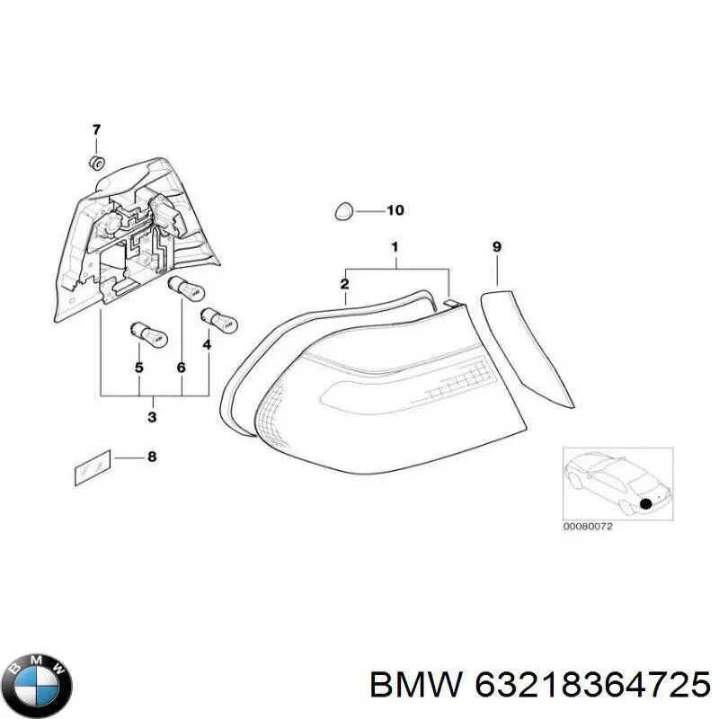 Задня ліва зовнішня фара BMW 8364725 ціна, від 98.27 USD