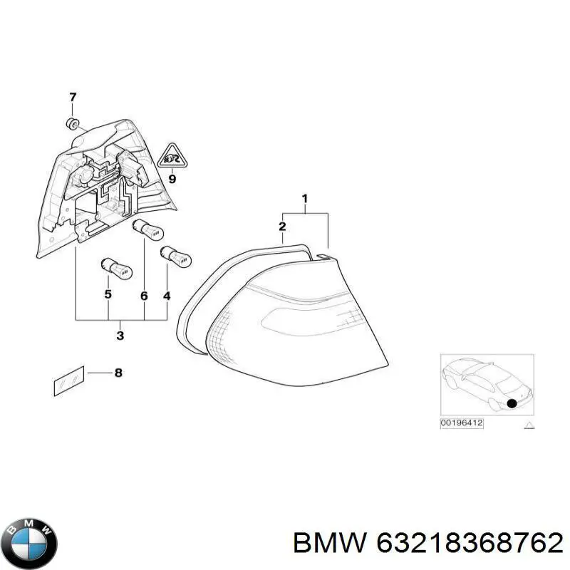 63218368762 BMW Задній правий зовнішній ліхтар