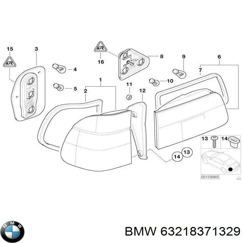 63218371329 BMW Ліхтар задній лівий, внутрішній
