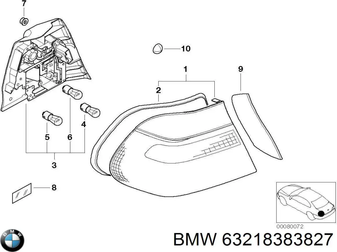 63218383827 BMW Плата заднього ліхтаря, контактна