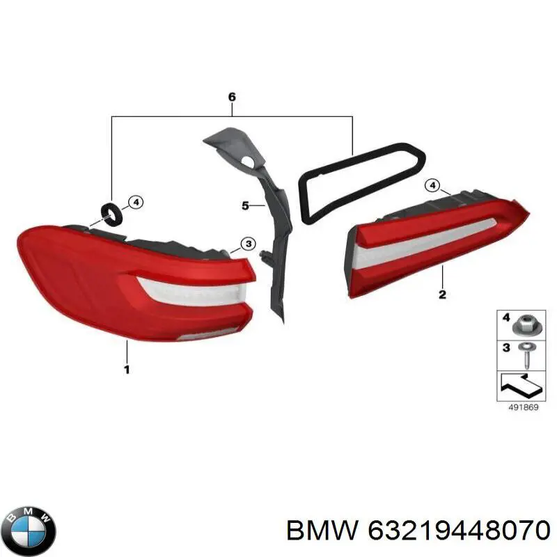 Ліхтар задній правий, зовнішній BMW 63219448070 ціна, від 238.32 USD