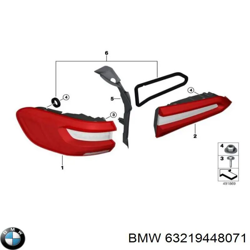 Задня ліва зовнішня фара BMW 63219448071 ціна, від 117.79 USD