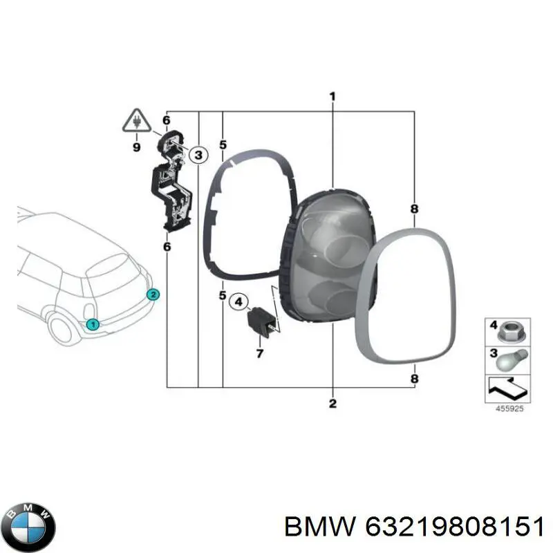 Ліхтар задній лівий 63219808151 BMW