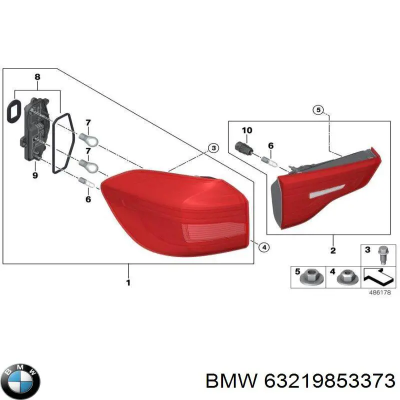 Ліхтар задній BMW 63219853373 ціна, від 62.08 USD