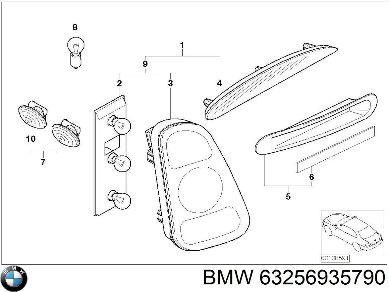 63256935790 BMW Стоп-сигнал заднього скла