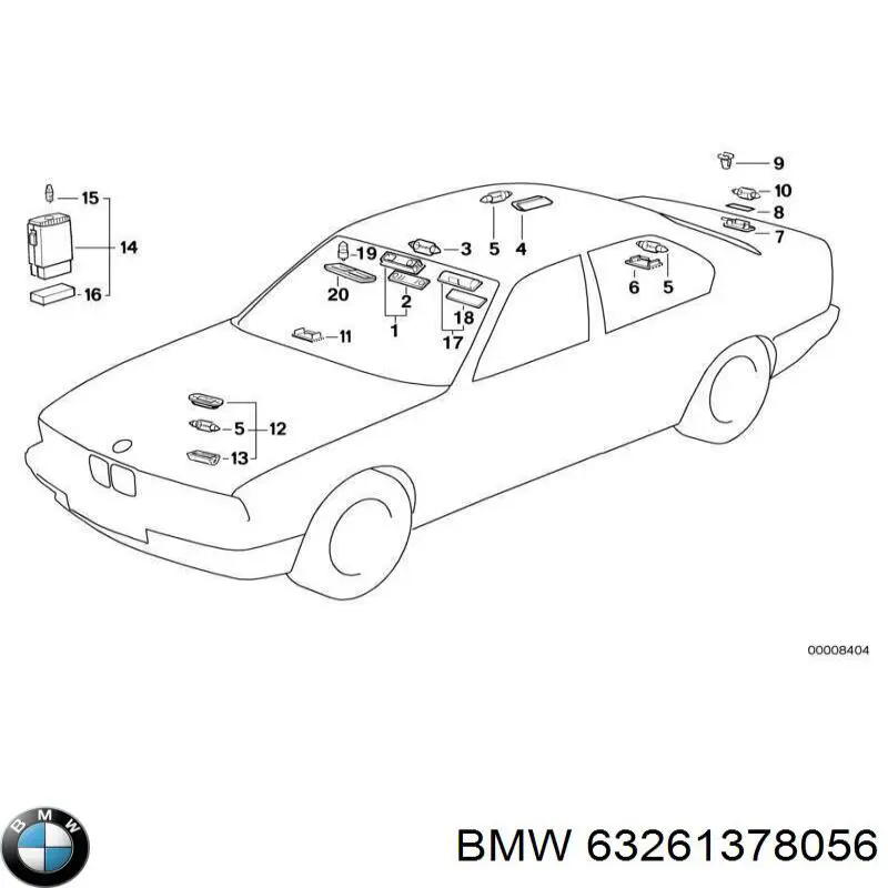 Ліхтар підсвічування заднього номерного знака BMW 63261378056 ціна, від 2.53 USD