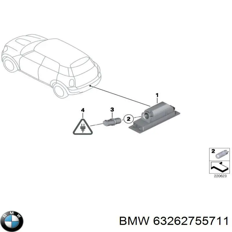 Ліхтар підсвічування заднього номерного знака 63262755711 BMW