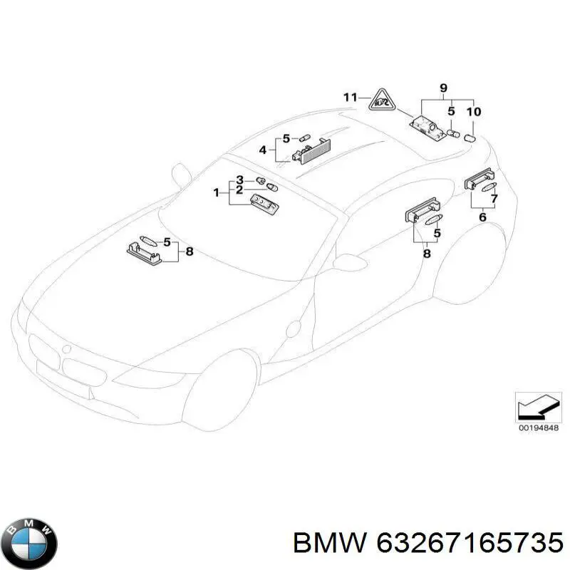 63267165735 BMW ліхтар підсвічування заднього номерного знака
